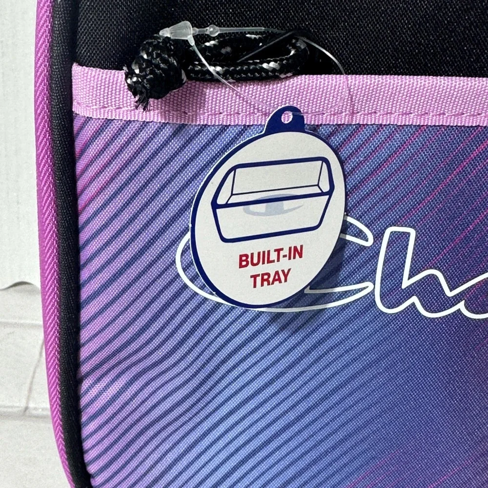 Champion Insulated Lunch Box Purple Blue Gradient‎ Stripes Built-in Tray NWT